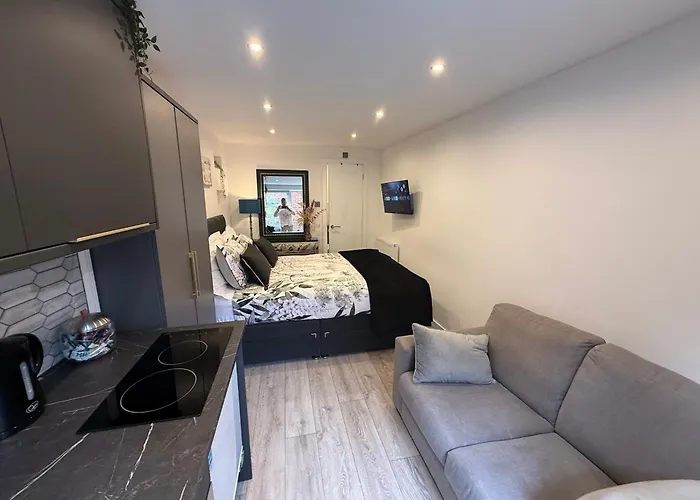 Lux Private Entrance 1 Bed Studio - Free Parking - Ideal For Coop Live, Mcr City Centre, Salford Royal Hospital & Buile Hill Mansion Wedding Venue